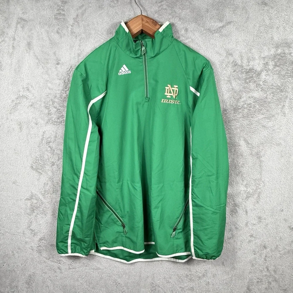 Notre Dame 1/4 Zip Pullover Mens M Adidas Fighting Irish Jacket Performance NCAA